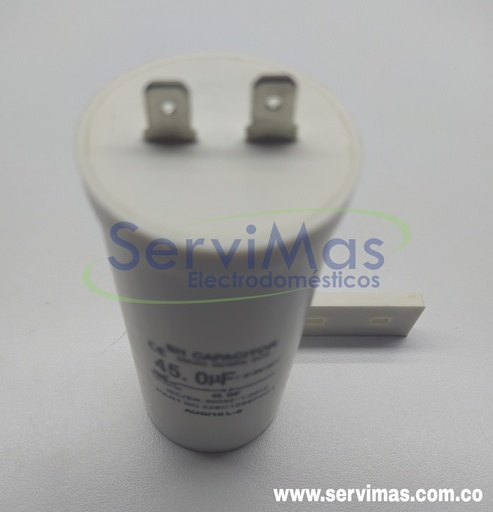 [R/LAMACA001] Capacitor Lavadora Mabe 45 uF
